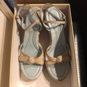 Wedge sandals light blue tan